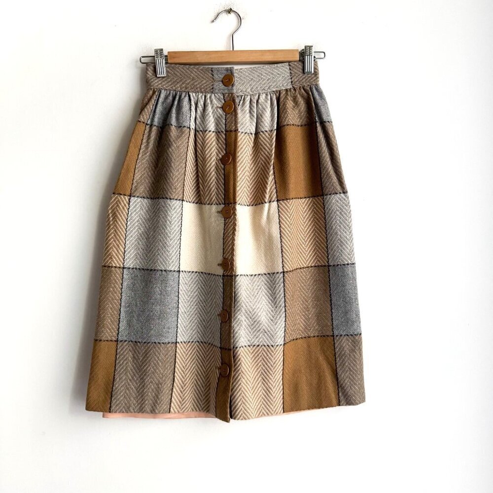 Vintage Phil Carry Window Pane plaid Pencil Skirt S - Picture 2 of 8